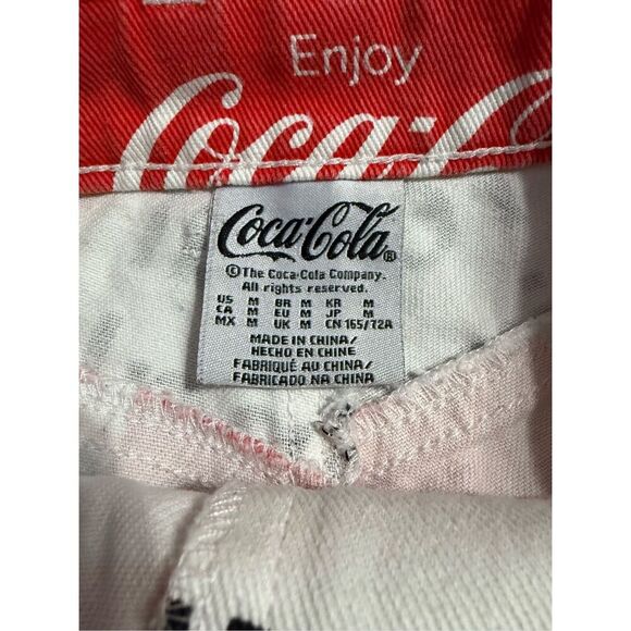 Vintage COCA COLA Womens Med IT'S THE REAL THING Denim Cut-off Frayed Shorts Red - Picture 6 of 7